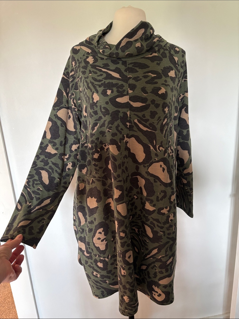 Uncle Frank Olive & Tan Camo Cowl Neck Tunic